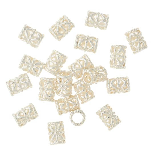 Silver Filigree Tube Metal Spacer Beads by Bead Landing©